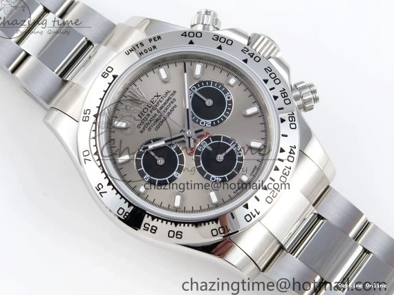 0213 DAYTONA 116509 SS OMF BEST EDITION GRAY BLACK DIAL ON SS BRACELET A7750 (SLIM MOVEMENT) Trendy 1805